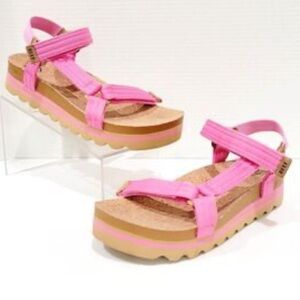 Reef Pink Strappy Sandals with Cork Footbed Size 8